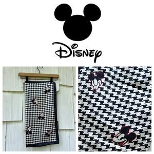 Disney Mickey Mouse Houndstooth Black White Scarf Handkerchief Authentic